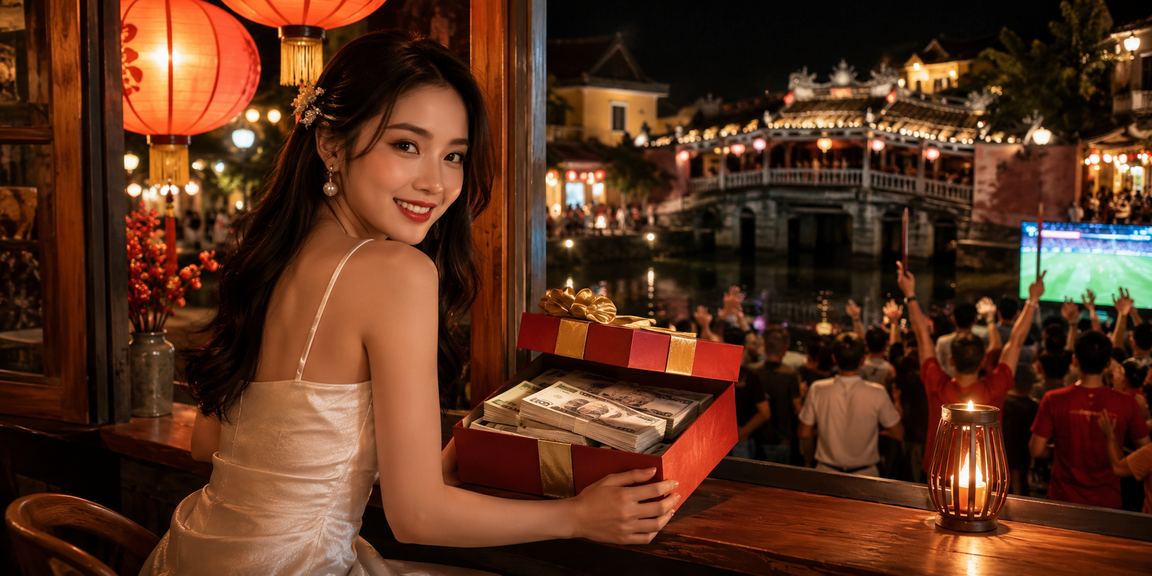 Góc cà phê Hội An với laptop và điện thoại – bối cảnh chơi jackpot online thư giãn